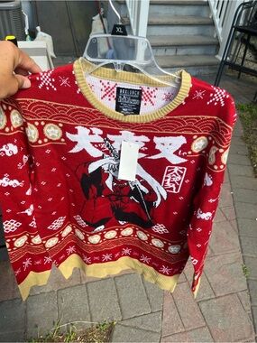 BoxLunch Red Anime Graphic Holiday Sweater - Men's small